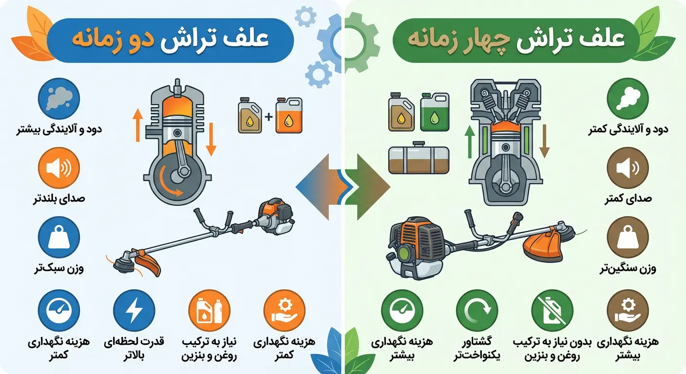 مقایسه علف زن 2 زمانه با علف زن 4 زمانه